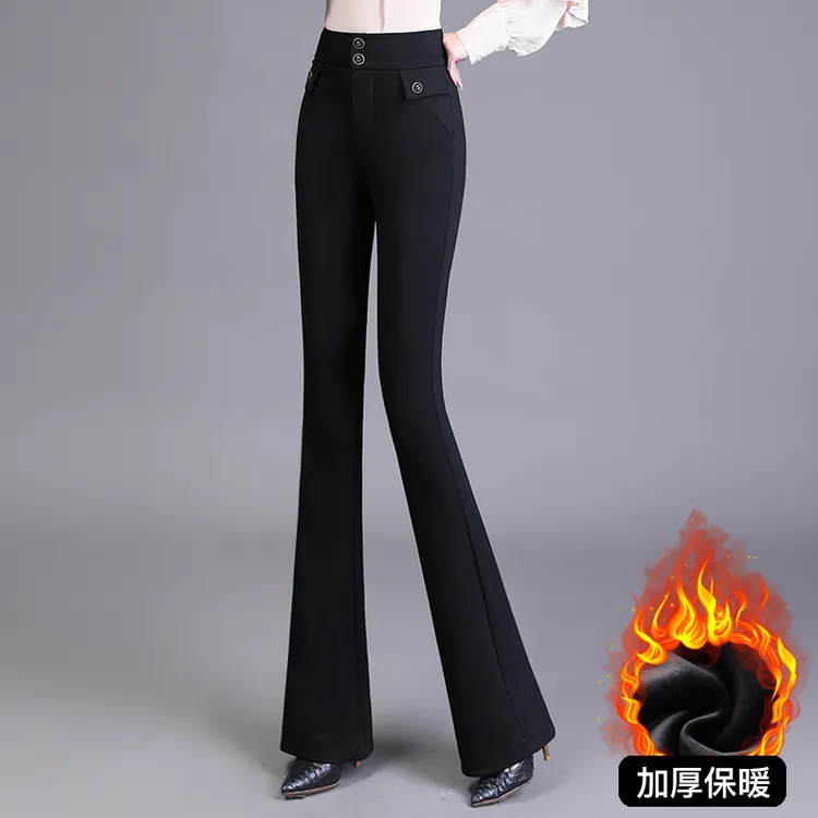 黑色休闲裤2025年秋冬新款高腰修身显瘦显高时尚长裤女士高档裤子