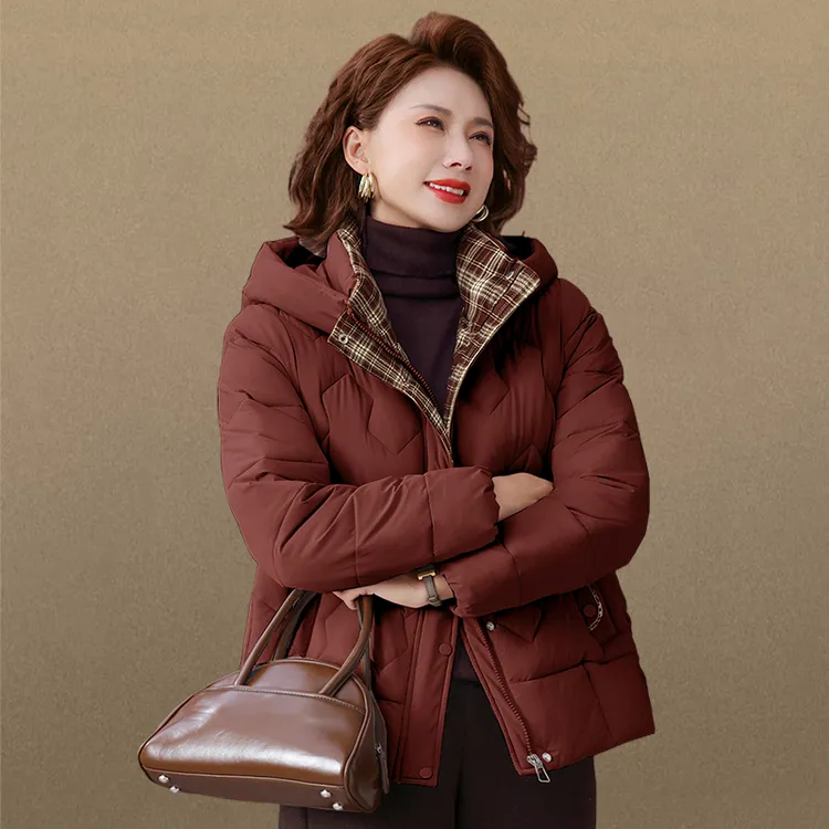 罗蒙中年妈妈秋冬外套小个子新款洋气大码中老年女士冬装加厚棉服