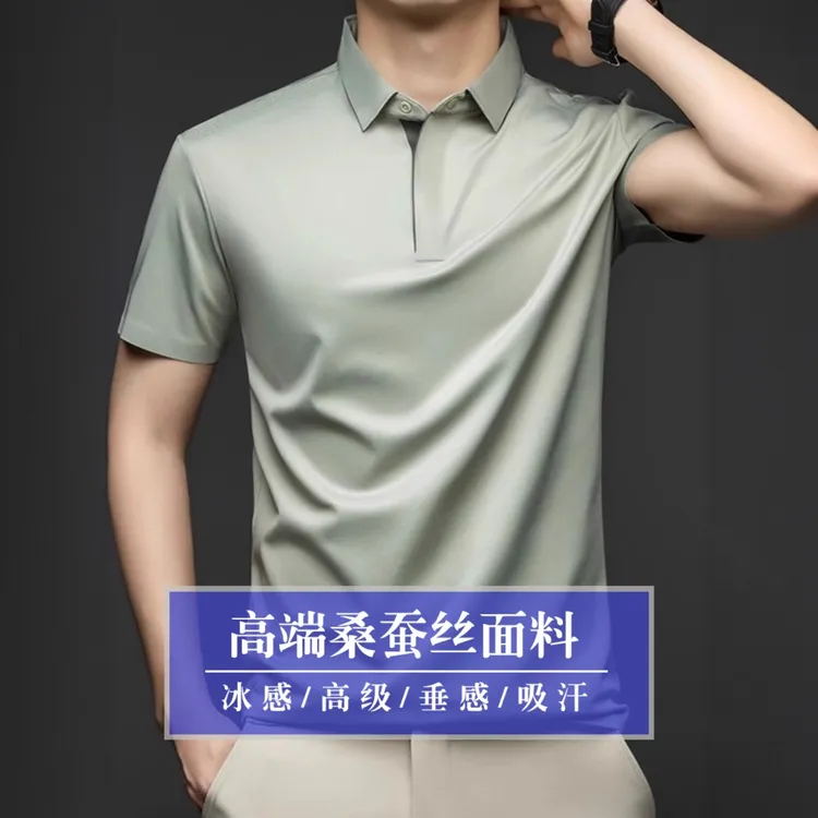 赫柏纪逸高端轻奢短袖T恤男2025年夏季翻领休闲Polo衫纯色无痕