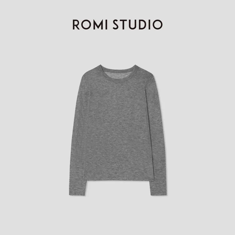 ROMI STUDIO “基础随性” 超细支 水溶羊毛圆领打底T恤421T7093
