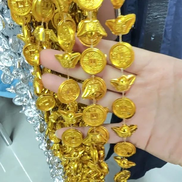 塑料金色地球珠批发、元宝造型链、DIY手工饰品辅料串珠黄金全套