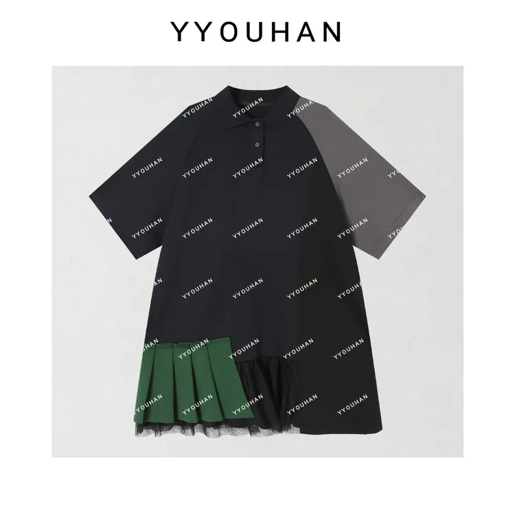 YYOUHAN 2025新款【率性回归】拼色拼接显瘦POLO连衣裙 2507C3931