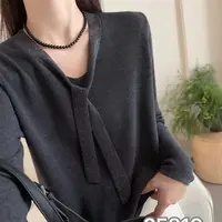 25819款秋冬季修身型长袖毛衣宽松纯色百搭气质简约休闲款