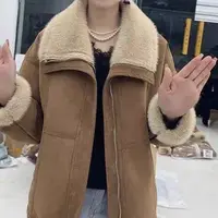 （破价）女翻领外套冬季加绒加厚宽松时尚洋气百搭机车服