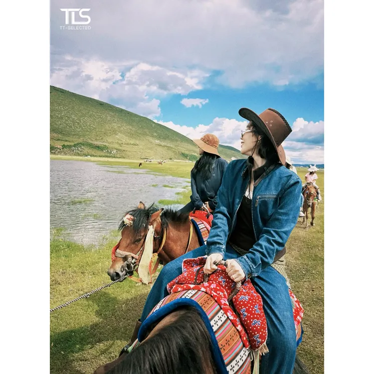 TT【骑士】复古机车风立领系带收腰设计夹克牛仔外套WT5019