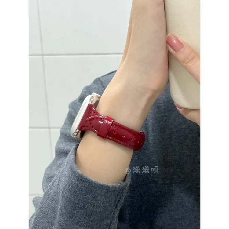 双面真皮适用苹果手表带AppleWatch56789简iwatchs10清新夏日腕带