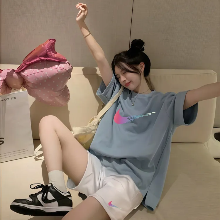 旗舰店奥特莱斯官方正品夏季套装洋气减龄短裤两件ins短袖t恤女