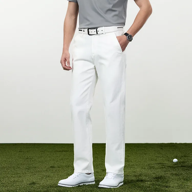 【老钱风】纯白色直筒休闲男士百搭纯棉商务宽松弹力白色白色裤子男