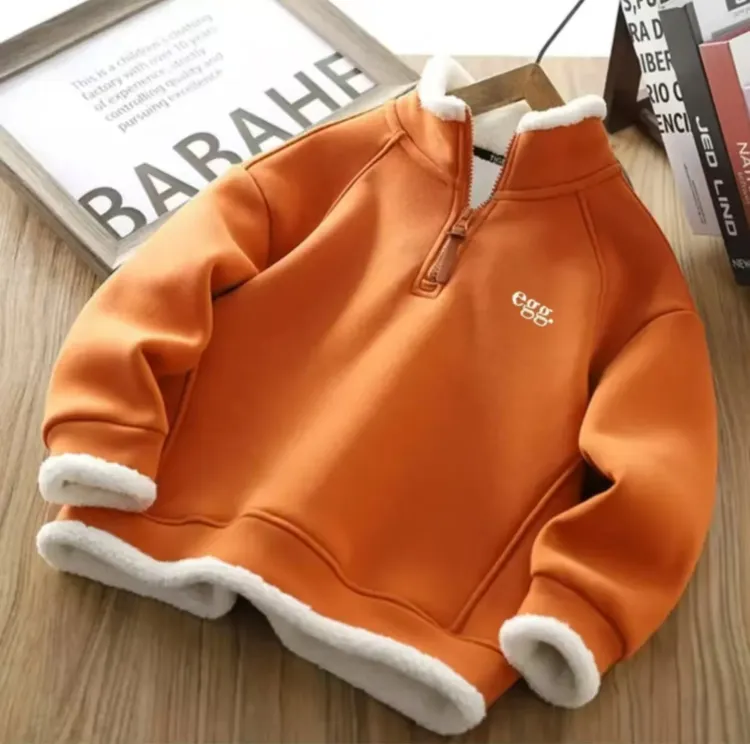 小雪自制 .实体品质冬款加绒加厚儿童立领加绒刺绣卫衣