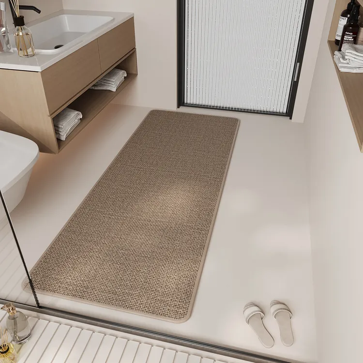 浴室防滑垫编织亚麻长条家用洗手台脚垫子耐磨耐脏吸水卫生间地毯