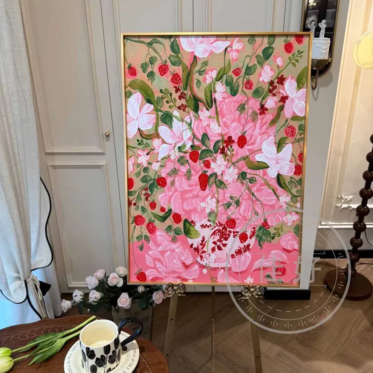 繁花似锦客厅装饰画玄关走廊壁画多巴胺色系ins风高级感卧室挂画