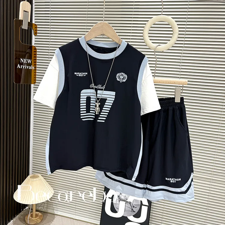 120-180【淏妈原创】青少年夏季套装男童短袖两件套中大童夏装儿童