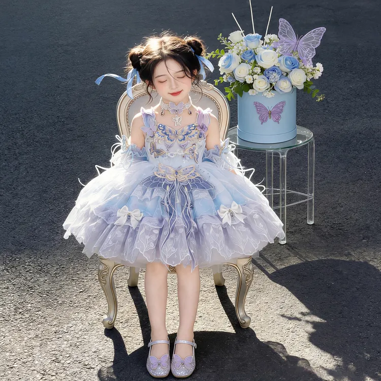 汉服夏季新款洛丽塔公主裙宝宝生日礼服儿童裙时尚蓬蓬连衣裙女童