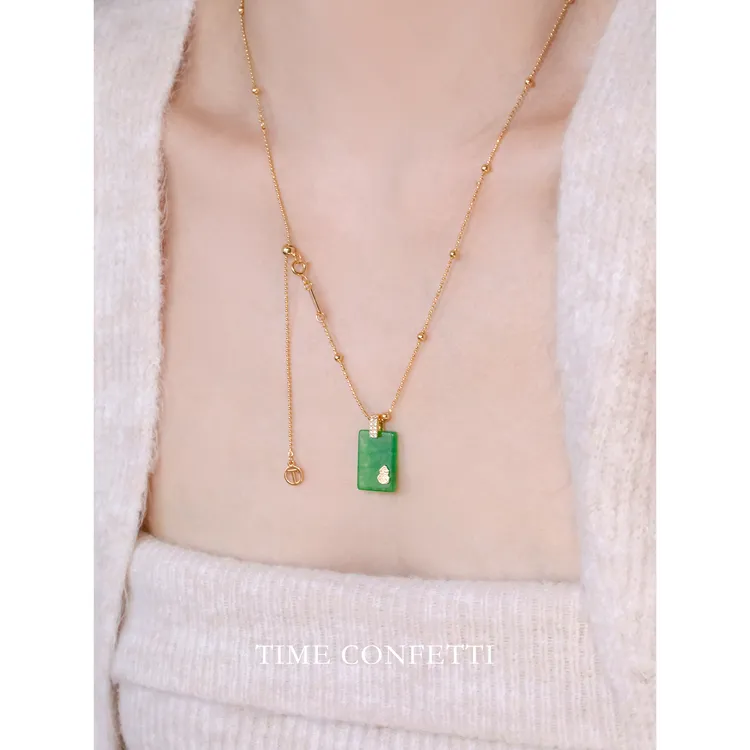 黄铜项链 镀K金【孙二娘】无事牌-小众精致毛衣链项链TC 11658