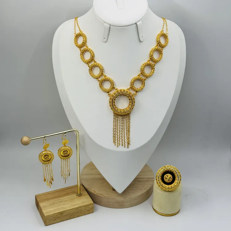 铜项链 TJ283 铜首饰 项链耳环戒指三件套