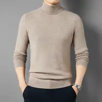 【100%绵羊毛】男士打底厚款时尚休闲修身纯色双翻领羊毛衫8509