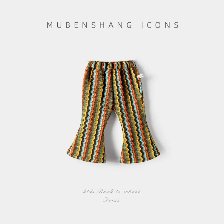 木本尚女童秋装女童喇叭裤秋冬休闲百搭复古潮流时尚宽松儿童裤子