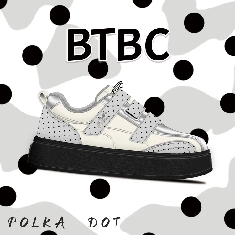 BTBC·【波点厚底魔术贴】2025年秋季新品百搭休闲小白鞋软底德训鞋