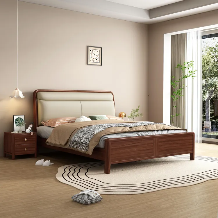 启聚B12#胡桃木主卧床家用简约现代榫卯结构2025款主卧大床高级感