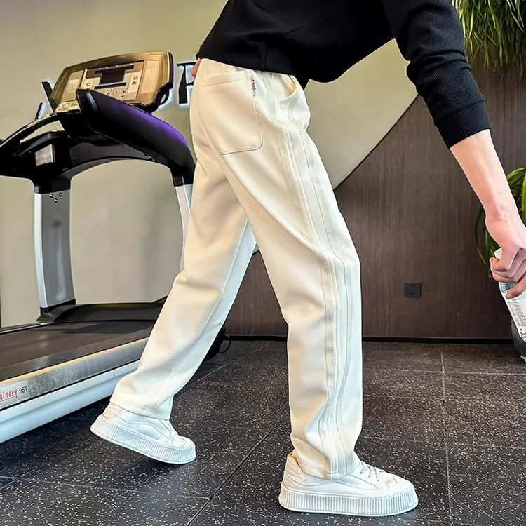 仓石一树设计感条纹直筒卫裤男款宽松运动裤春秋季潮流运动休闲裤