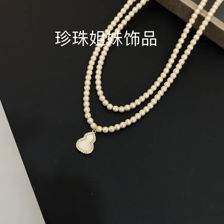 铜合金仿珍珠项链 （葫芦双层）4mm小米珠项链简约百搭复古