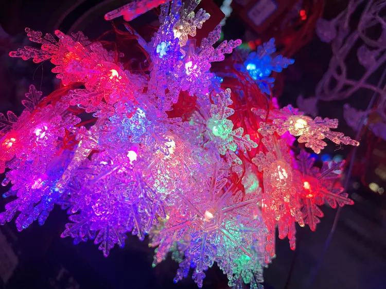 红线雪花七彩闪灯装饰灯户外防水家用节日房间氛围灯