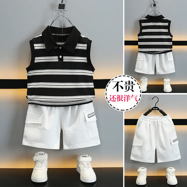 男童夏季薄款无袖polo衫2025新款中小童男孩夏款休闲百搭帅气童装