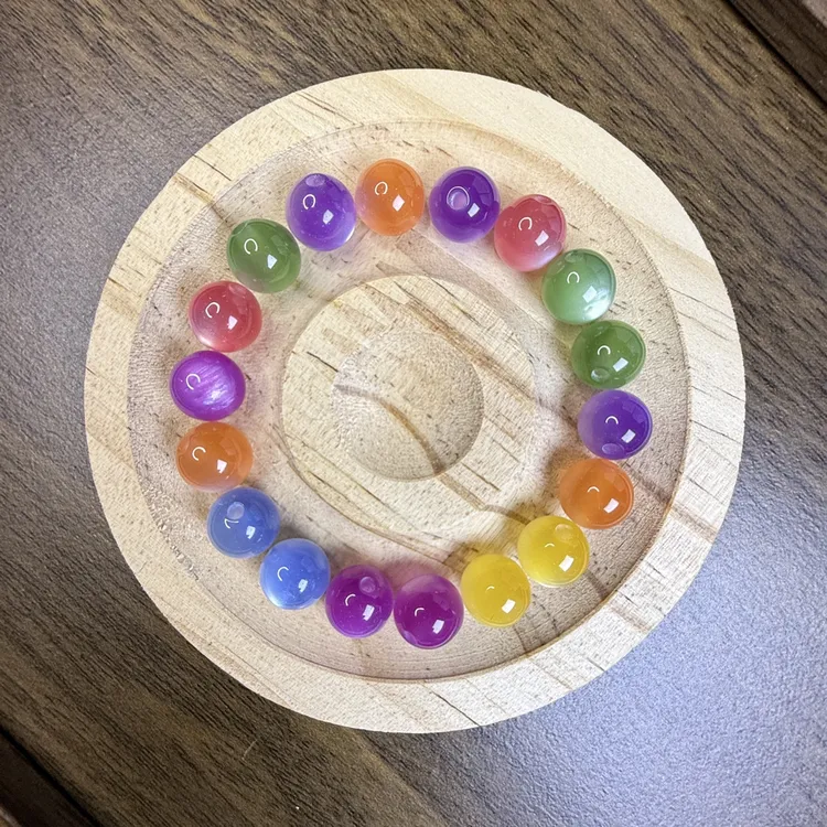 10mm光变树脂手工diy散珠阳光紫外线变色珠子对对碰珠子变色手串