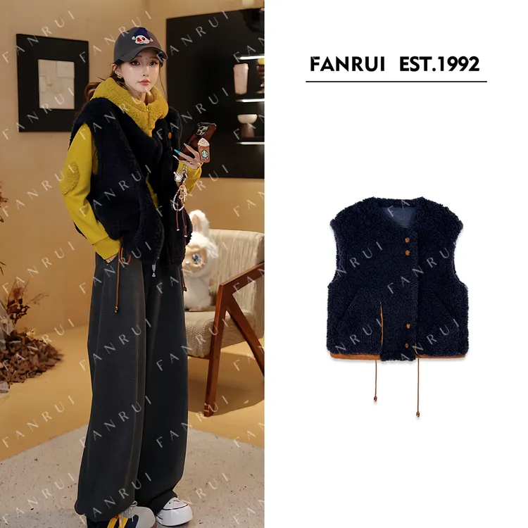 FANRUI/泛芮「贝贝biuu」100羊毛轻奢洋气复古高级感无袖马甲B18892