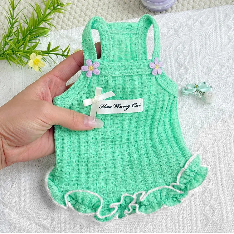 新款ins风宠物吊带背心狗狗猫咪衣服泰迪比熊中小型犬可爱多巴胺