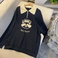 翻领拼色宽松休闲印花简约卫衣 XA07