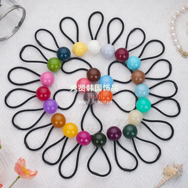 韩国果冻圆球细发圈时尚百搭气质简约韩版高弹彩色ins小件饰品