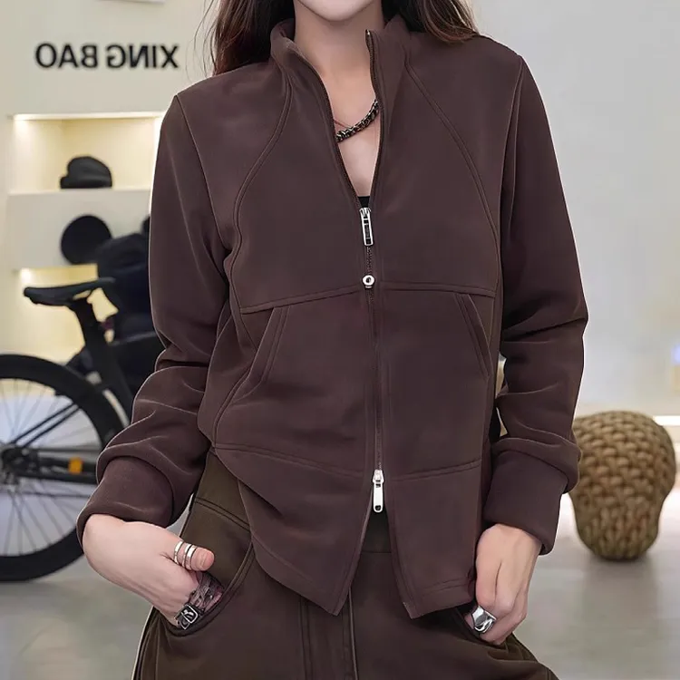 设计感时尚立领拉链卫衣外套女秋季新款大码女装韩系百搭开衫上衣