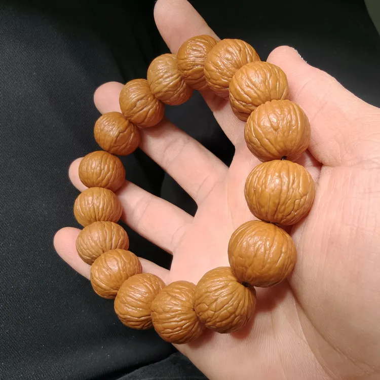 17mm压手感土豪纹聚宝盆猴头老树精品猴头核桃手串