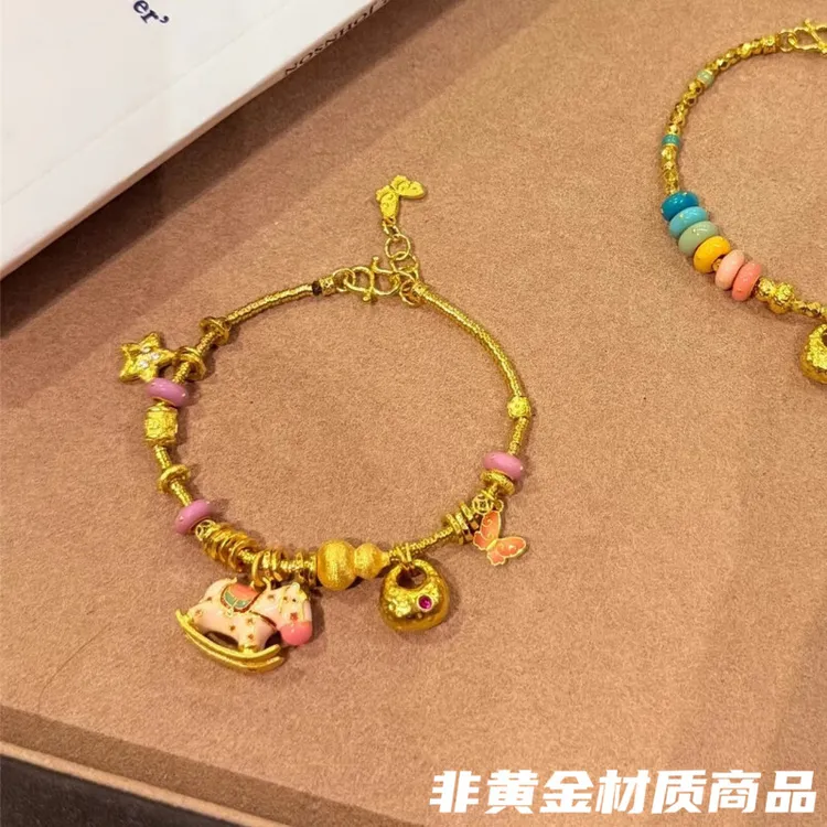 铜合金 卡璐娅 轻奢首饰 手工双层小木马手链