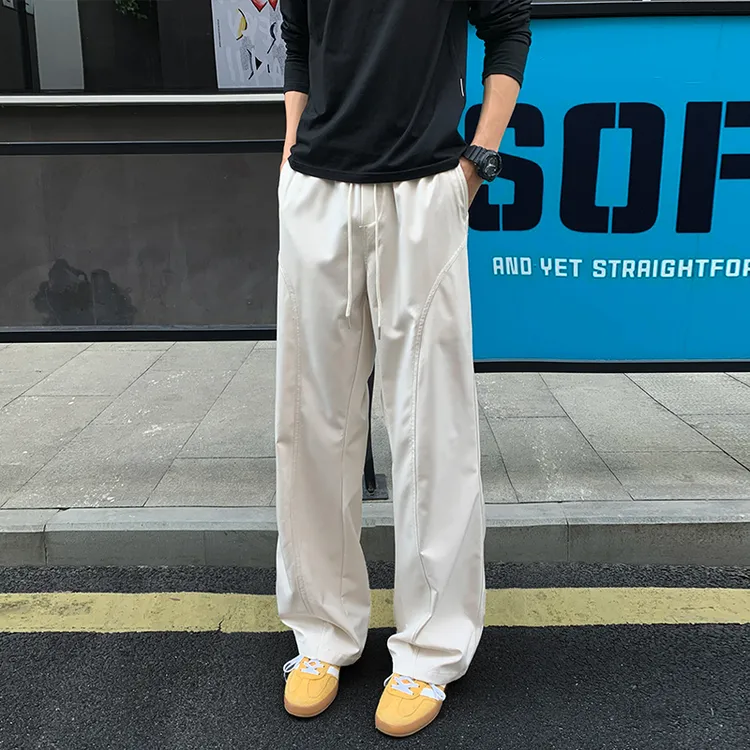 冲锋裤男女春秋季户外防水美式潮流斜切休闲裤子工装直筒宽松长裤