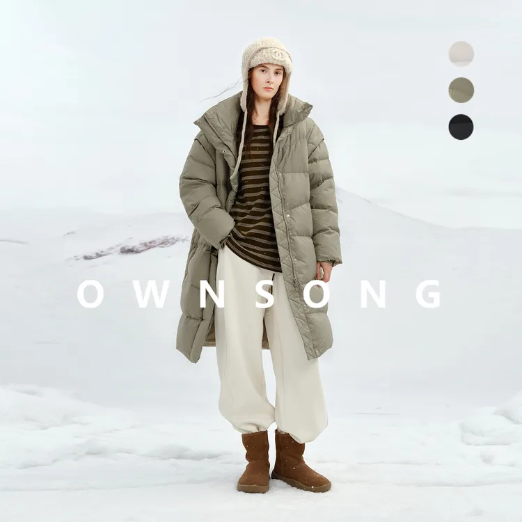 OWNSONG零下鹅绒 95白鹅绒御寒抗冻面包羽绒服女中长款大被子外套