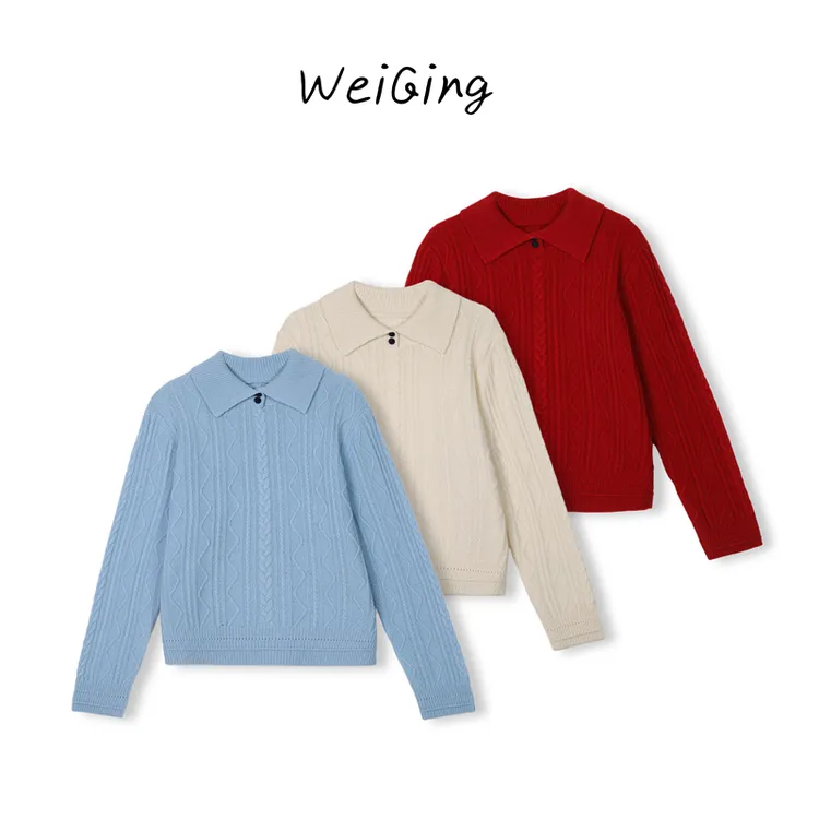 【丹姐家~奶酥小麻花~】100%羊毛！不可机洗！简约设计感针织衫