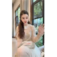 【现货秒发】早秋花边领透视感网纱修身长袖打底内搭蕾丝衫YY68292