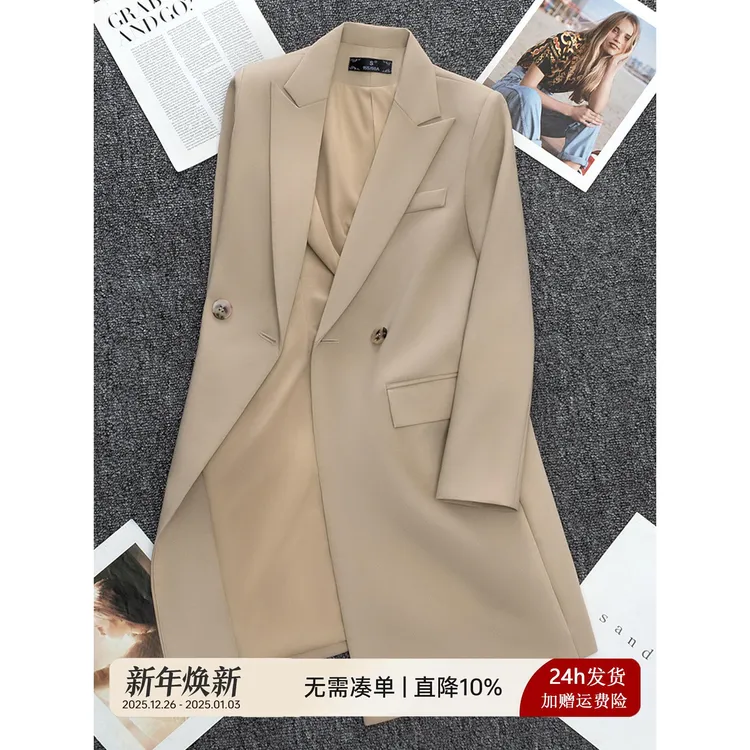 卡其色风衣外套女2025春秋新款高级感小个子中长款休闲西装上衣