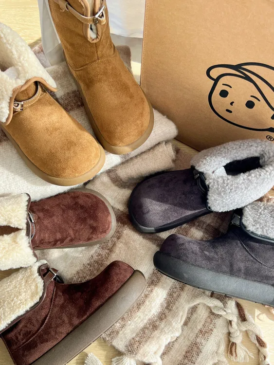 周小美【两穿时尚加厚雪地靴】厚底中筒雪地靴女冬季高筒温州女鞋