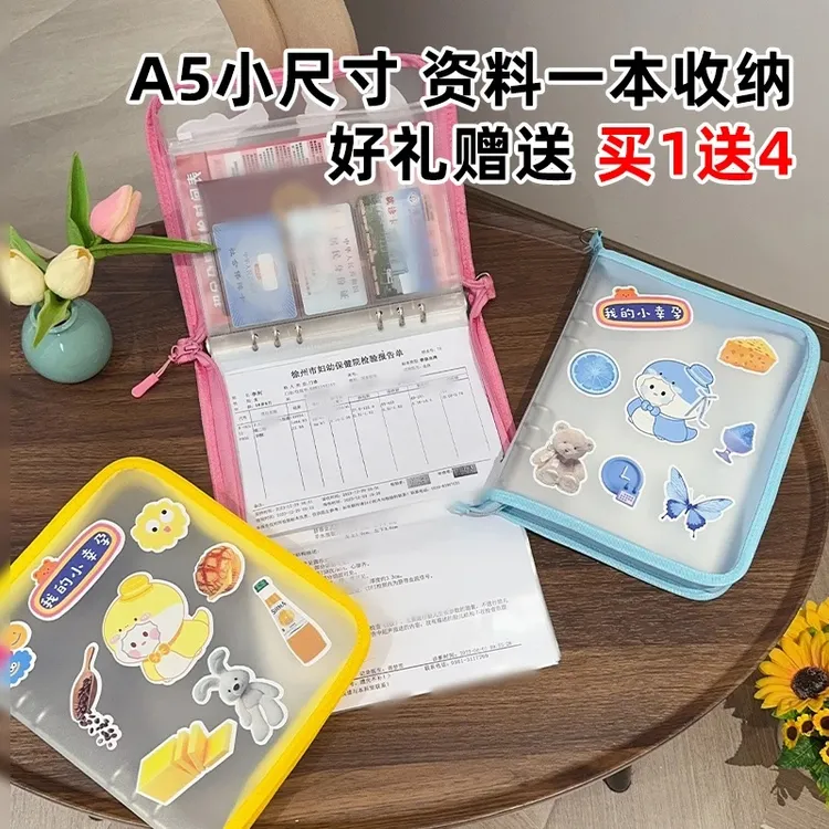 【拍1发4】孕检便携高颜值收纳手提包 文件资料建档报告B超单产检本