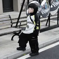 【现货】Jimmy妈童装 机车卫衣 冬季新款儿童加绒黑白拼色潮酷卫衣