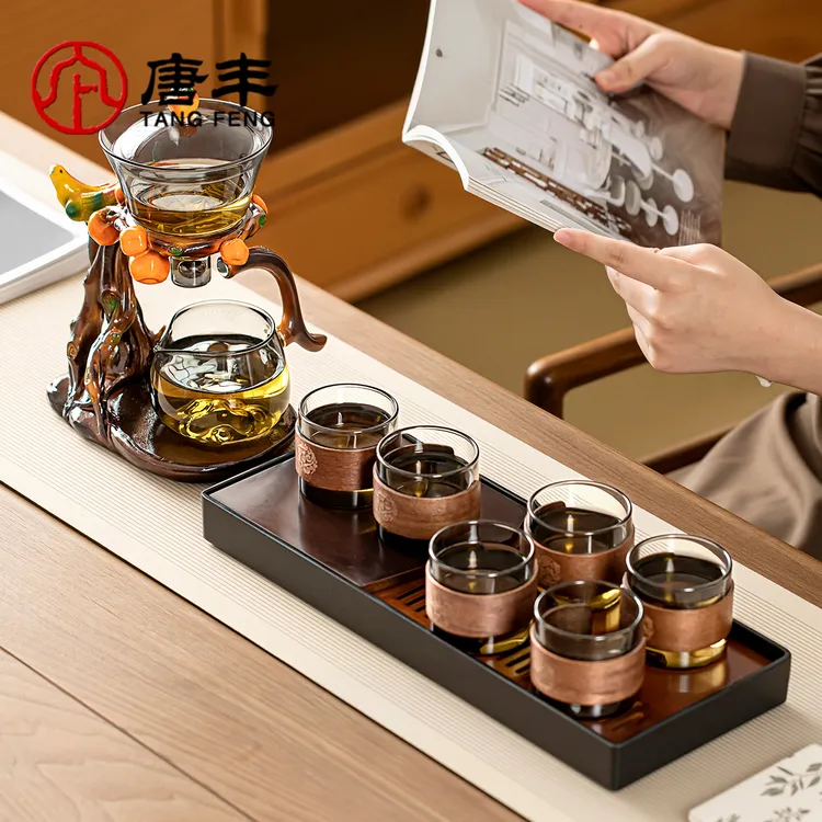 唐丰新款玻璃茶具套装家用轻奢高档懒人防烫泡茶神器茶具茶盘整套
