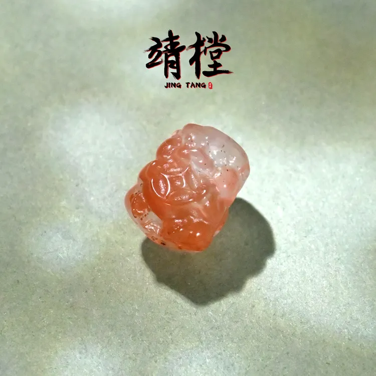 7.5MM天然冰飘玛瑙雕刻吞金兽貔貅配饰文玩手串手链配珠散珠单珠