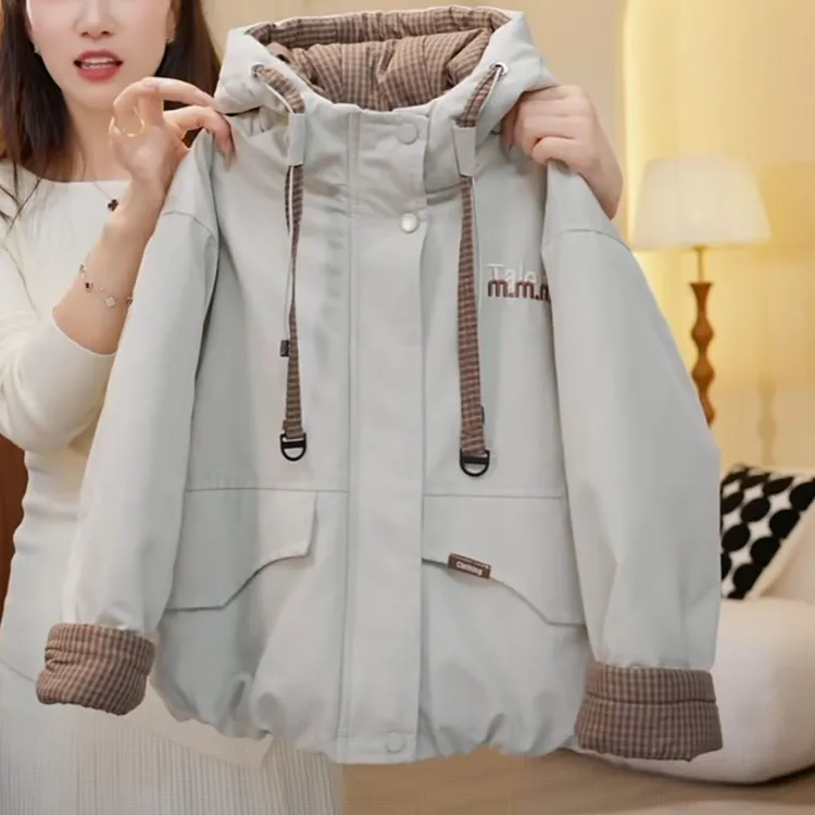 女童冬装加绒秋冬短款派克服2025儿童冬季棉服加厚小女孩夹棉外套