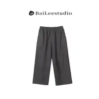 【柏栗良品】2025秋季新品~休闲风时尚百搭磨毛羊绒七分裤04448