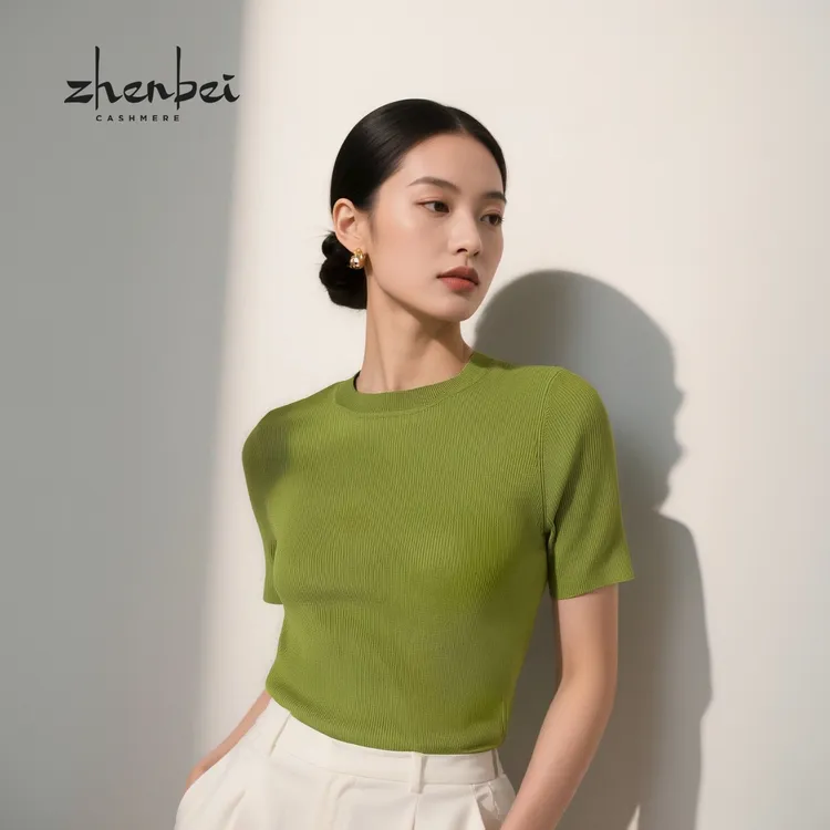 ZB/珍贝可机洗桑蚕丝圆领女短袖/77582