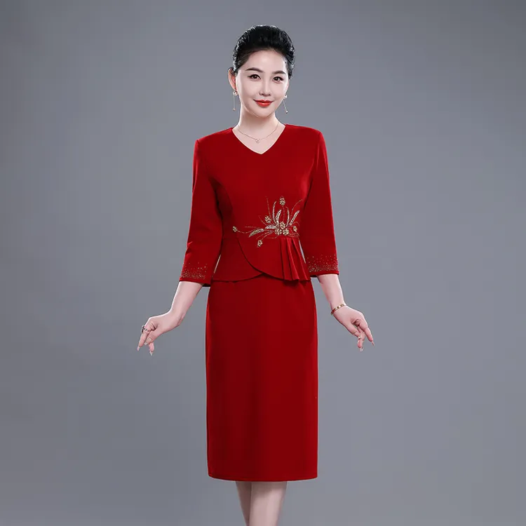 2025年春秋结婚妈妈装喜婆婆弹力高档假两件婚礼婚宴礼服高贵喜服