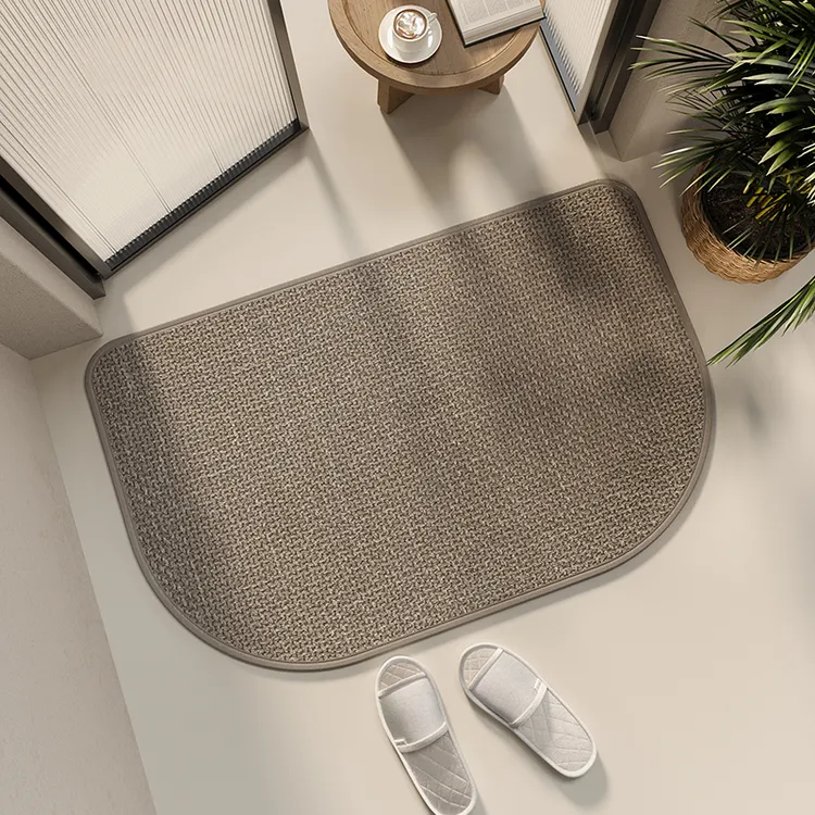 高档亚麻编织浴室吸水地垫卫生间厕所洗手间速干浴室吸水地垫